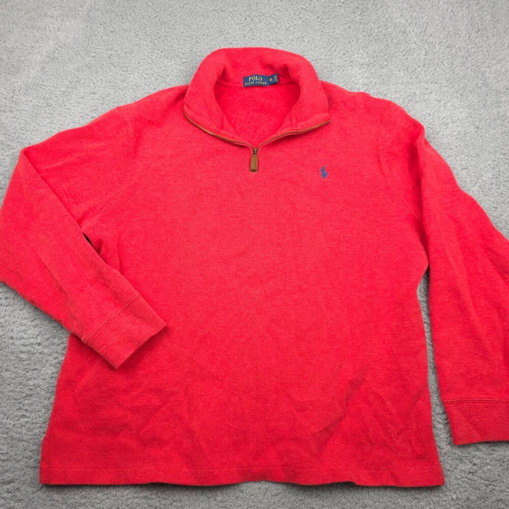 Polo Ralph Lauren Mens 1/4 Zip Sweater Size‎ XL Red Classic Polo Pony Preppy